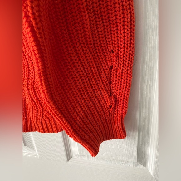 Ladies Orange Chunky Knit Sweater 100% Cotton - Large - Picture 3 of 6